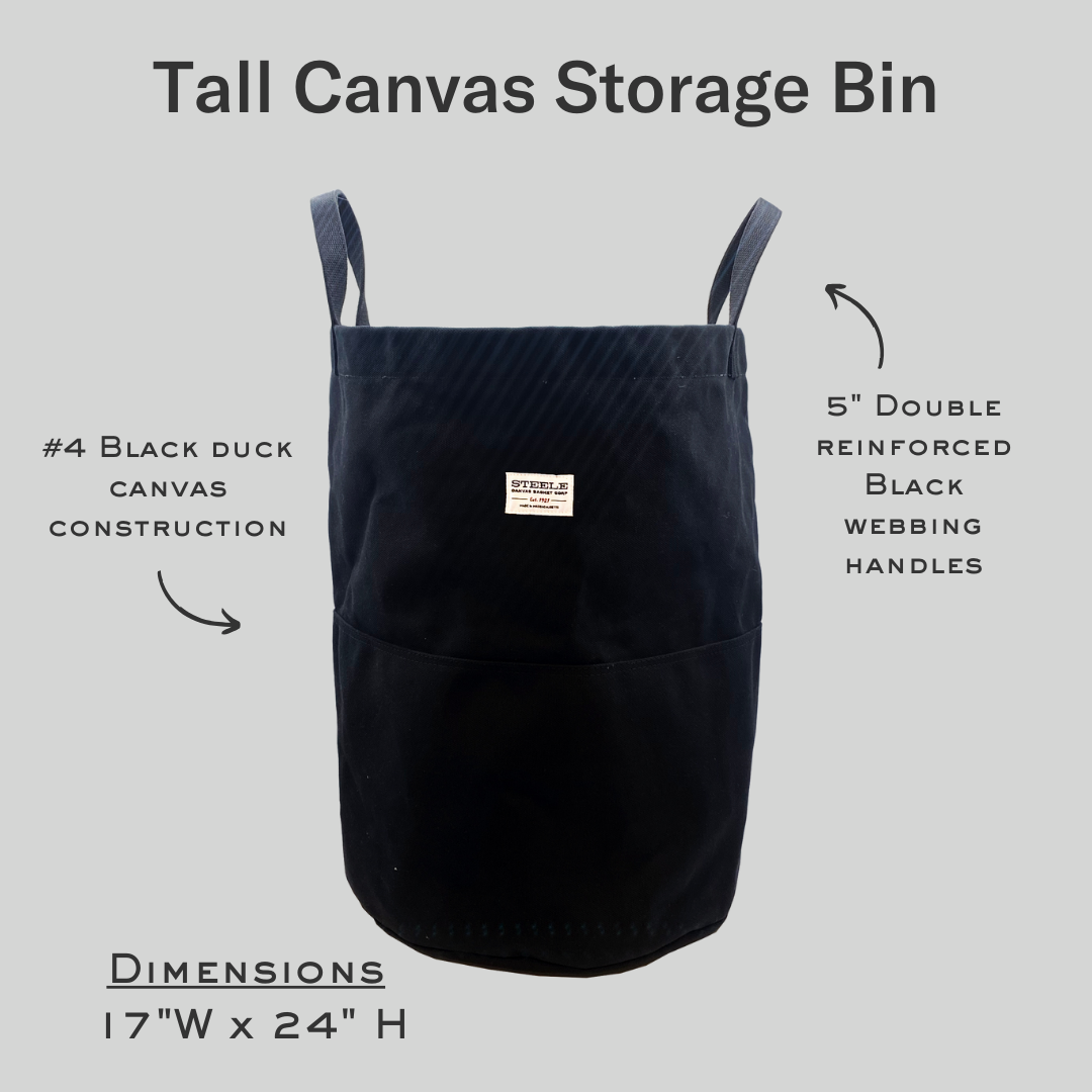 Black Tall Canvas Storage Bin