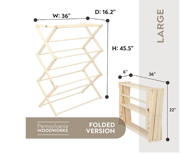 Wooden shelf with dimensions and Pennsylvania Woodworks branding
