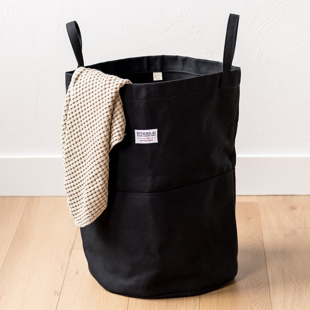 Black Tall Canvas Storage Bin