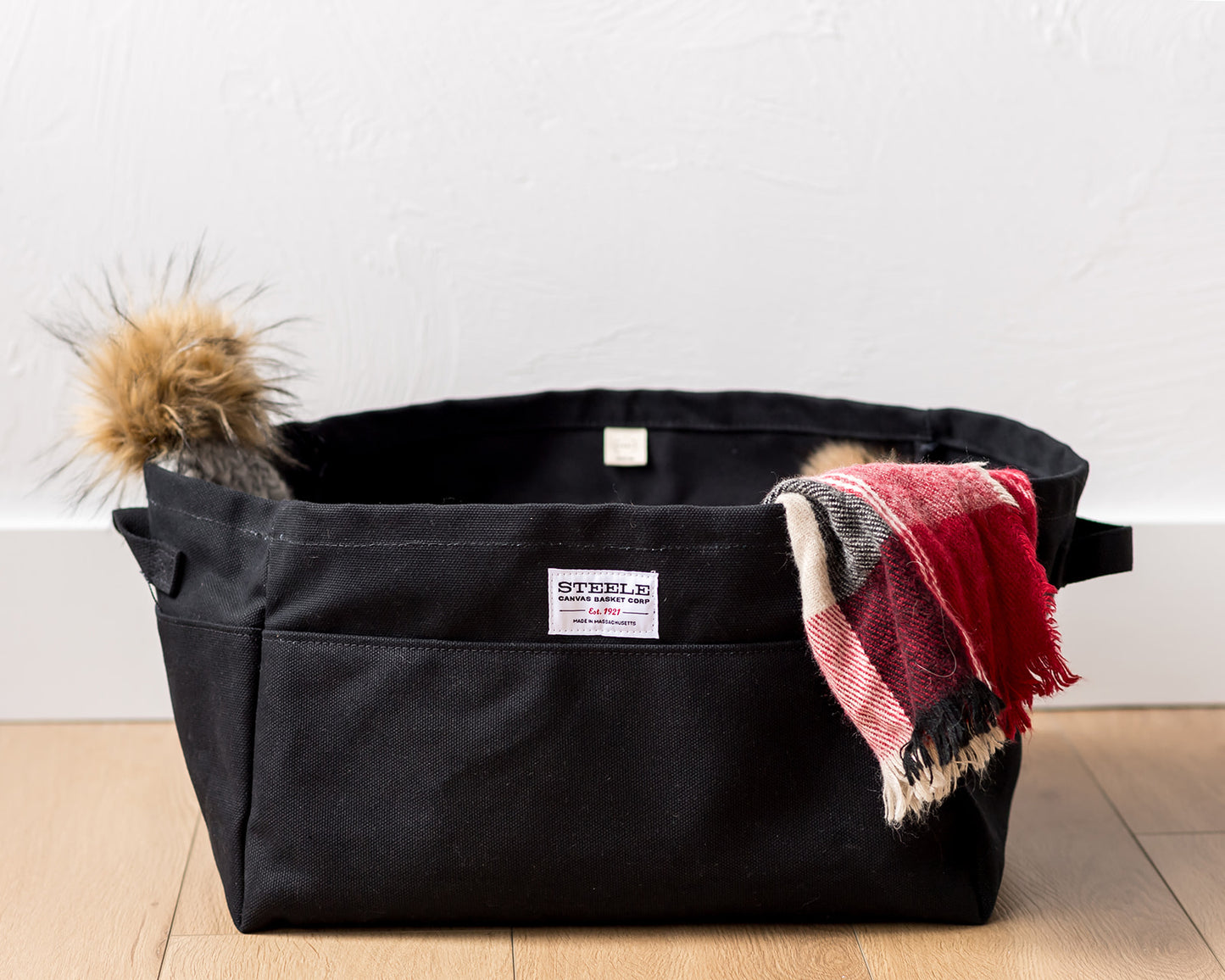 Black Large Canvas Storage Bin