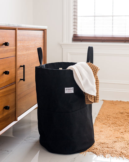 Black Tall Canvas Storage Bin