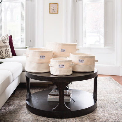 Round Canvas Storage Bin Set