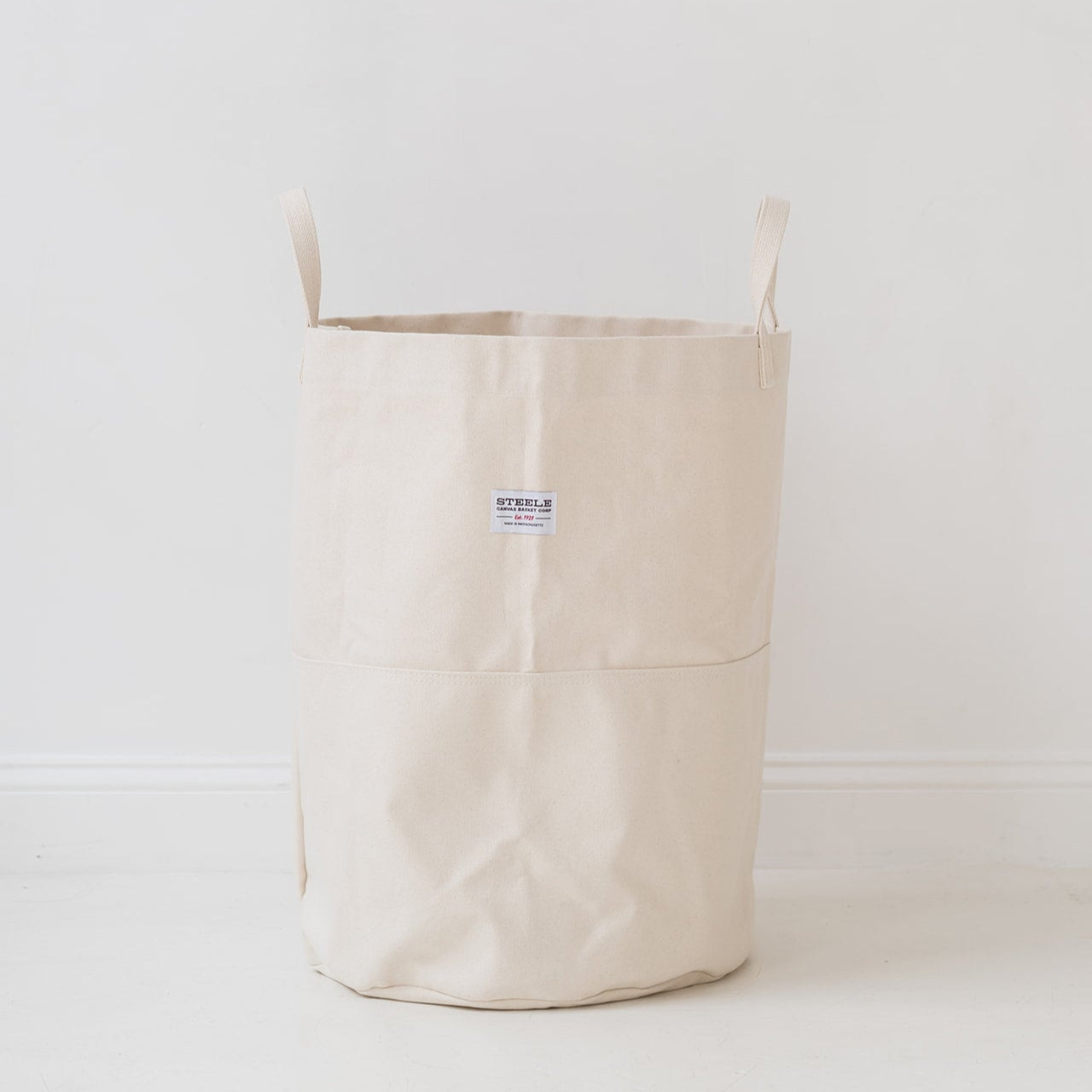 cylindrical canvas storage basket