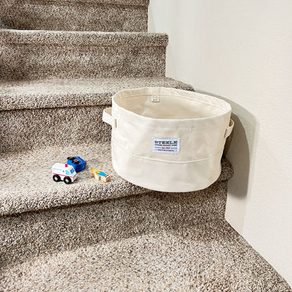 Small Round Canvas Storage Bin