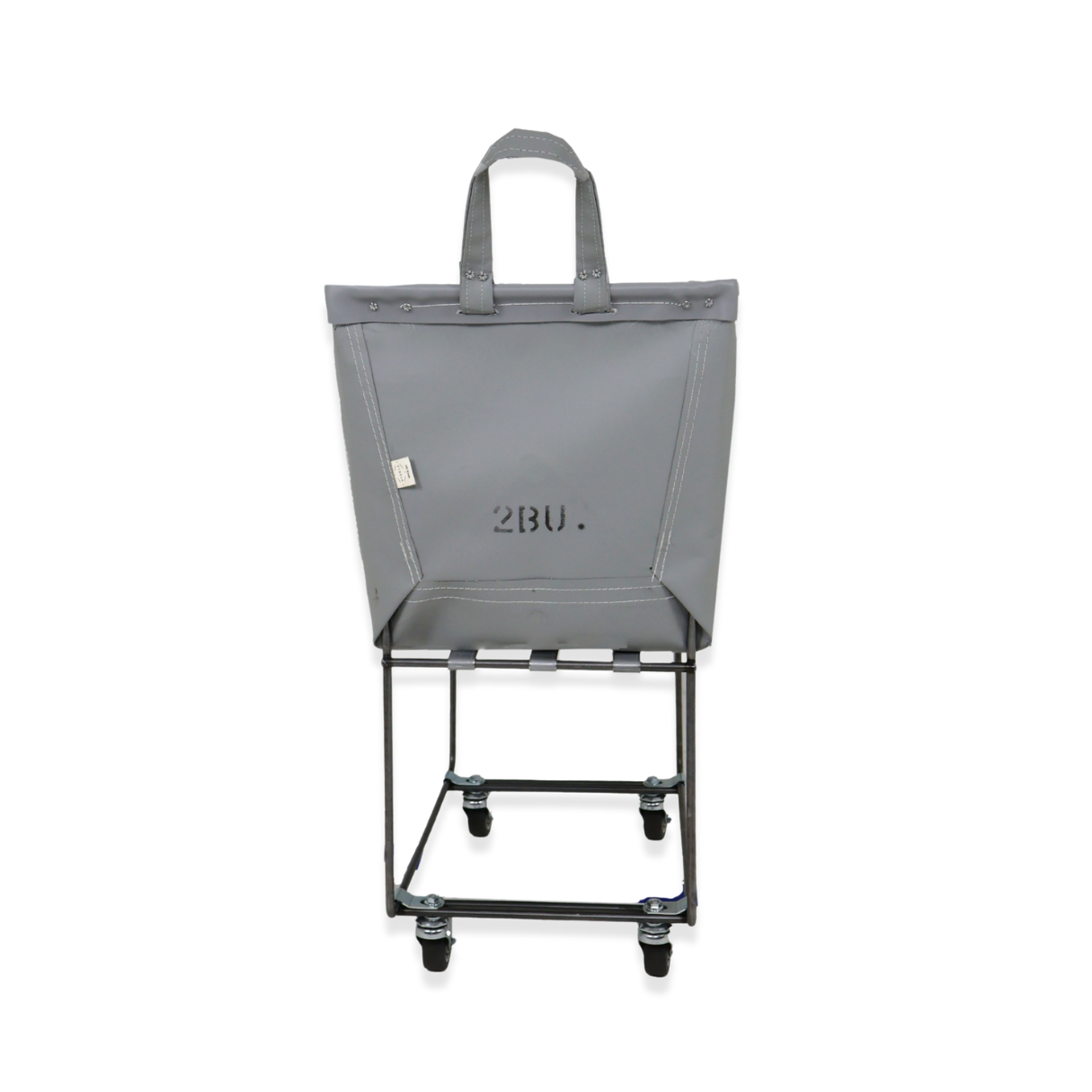 Gray tote bag with wheels on a white background