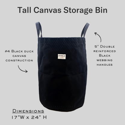 Black Tall Canvas Storage Bin